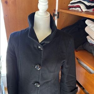 Marvin Richards Black Pea Coat Tailored Wool-Blend